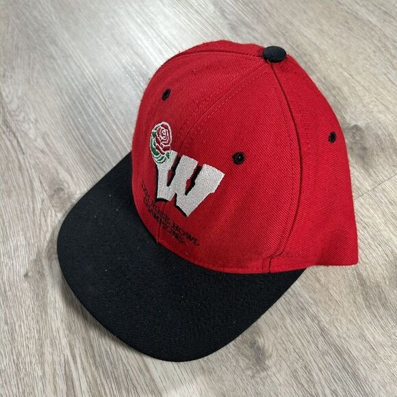 Vintage 1994 Wisconsin Badgers Hat Snapback Football Nutmeg Rose Bowl Red Wool - Picture 8 of 8